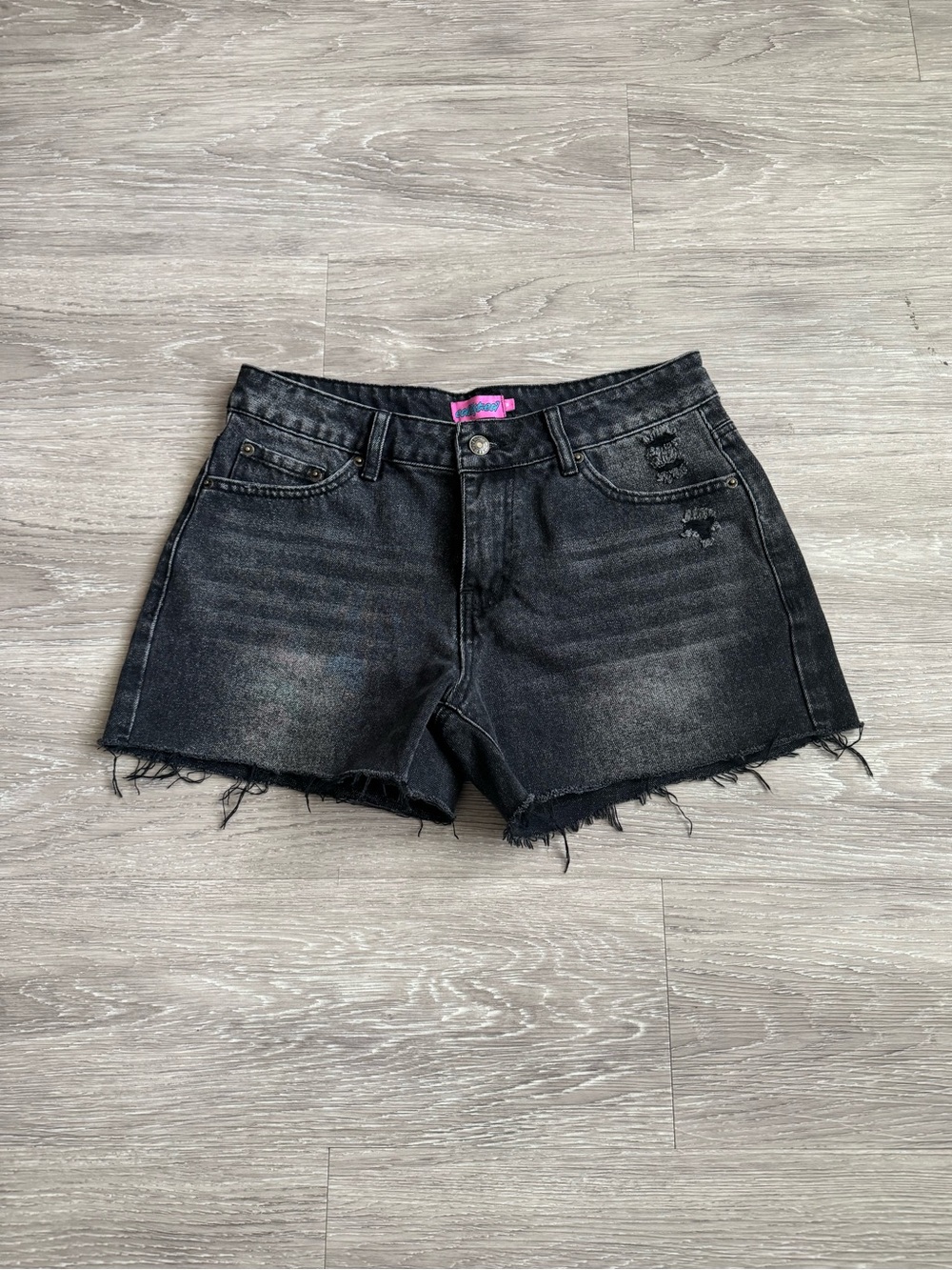 Edikted Black Distressed Denim Cutoff Shorts